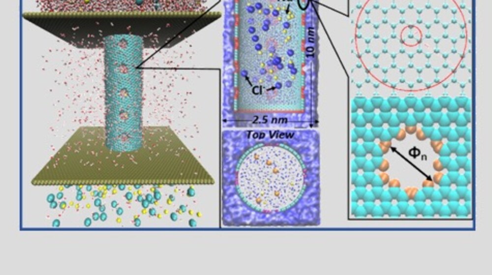 Ion and water transport through nanoconfined channels, resolved by molecular dynamics.